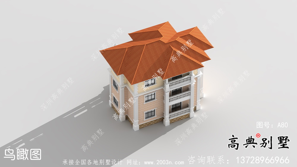 典雅歐式鄉村三層自建別墅設計效果圖