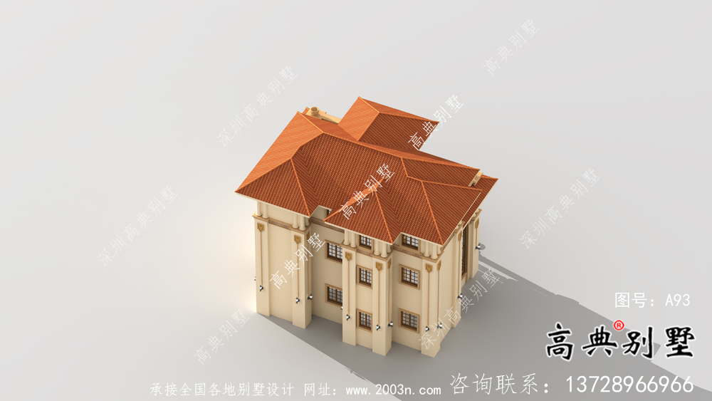 復式三層歐式鄉村別墅設計效果圖