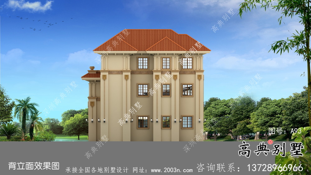復式三層歐式鄉村別墅設計效果圖