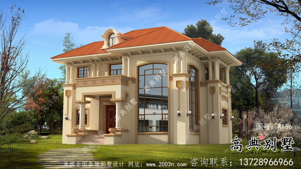 簡歐二層農村自建房設計效果施工整套工程圖紙