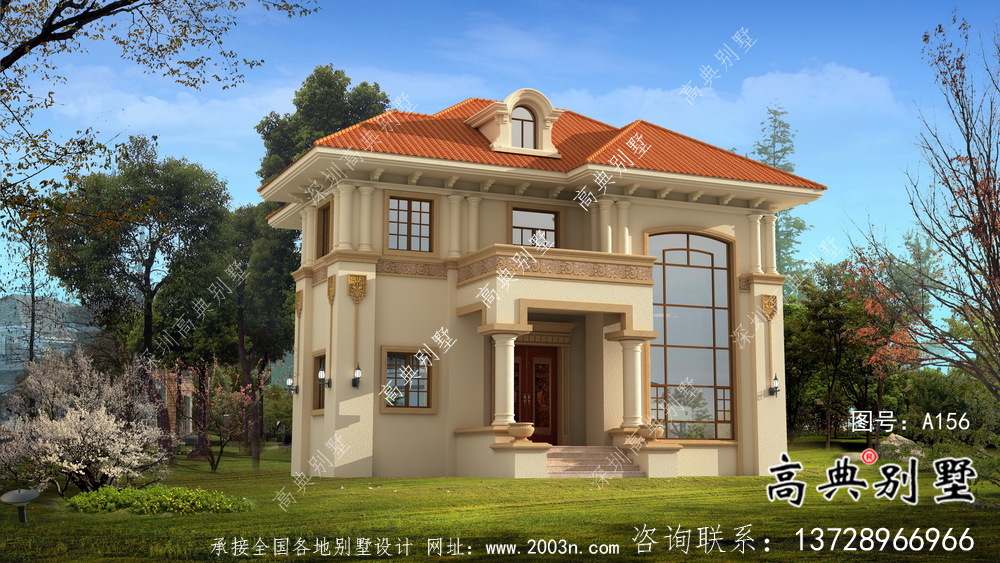 簡歐二層農村自建房設計效果施工整套工程圖紙