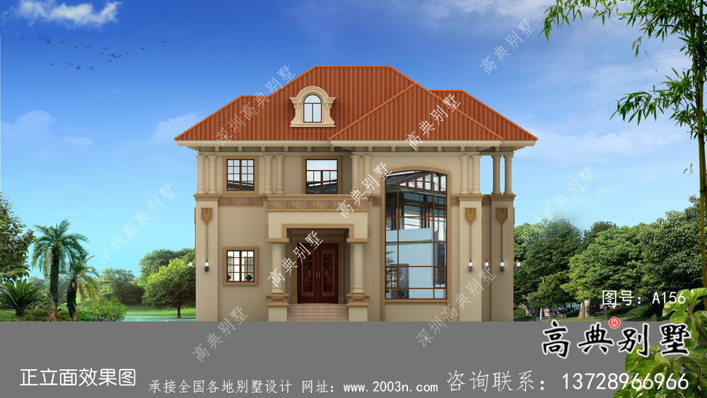 簡歐二層農村自建房設計效果施工整套工程圖紙