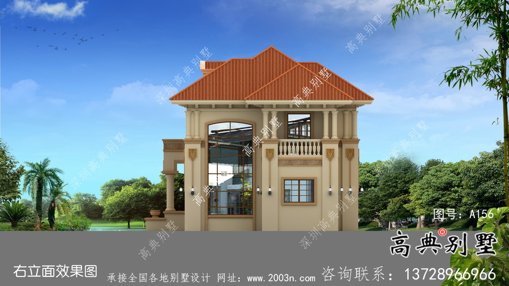 簡歐二層農村自建房設計效果施工整套工程圖紙