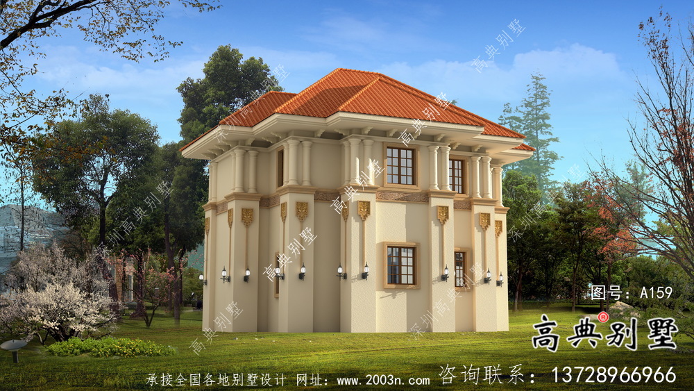 歐式鄉(xiāng)村二層別墅設(shè)計(jì)效果圖紙