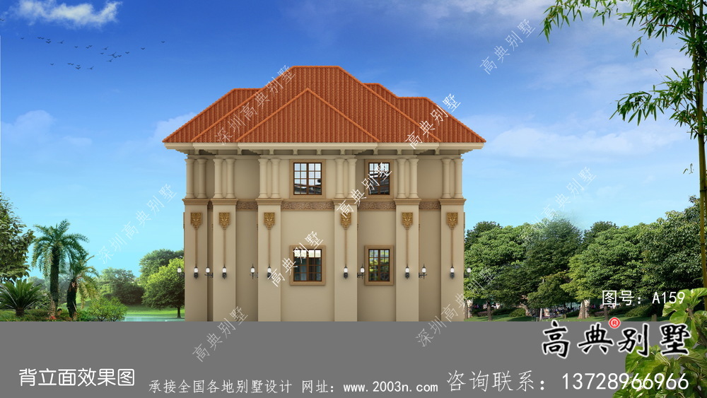 歐式鄉(xiāng)村二層別墅設(shè)計(jì)效果圖紙