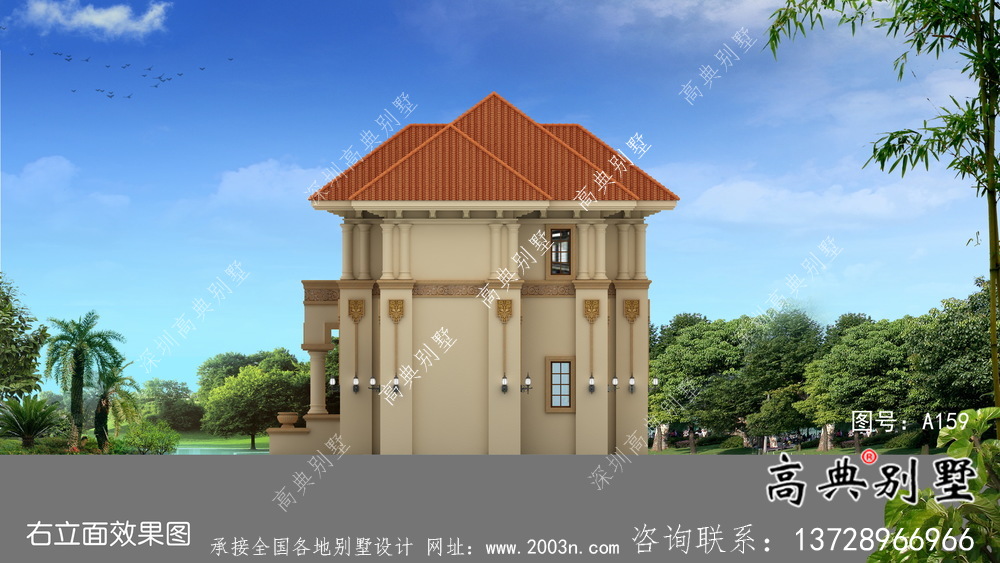 歐式鄉(xiāng)村二層別墅設(shè)計(jì)效果圖紙