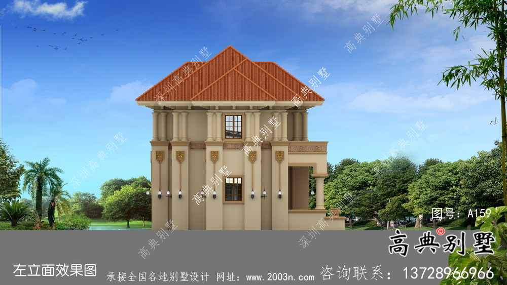 歐式鄉(xiāng)村二層別墅設(shè)計(jì)效果圖紙