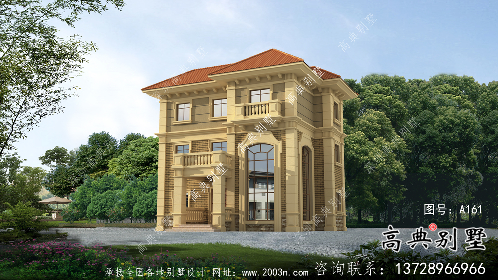 歐式鄉(xiāng)村三層復式別墅設計效果圖及平面設計圖