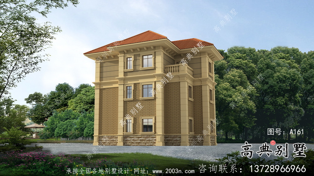 歐式鄉(xiāng)村三層復式別墅設計效果圖及平面設計圖