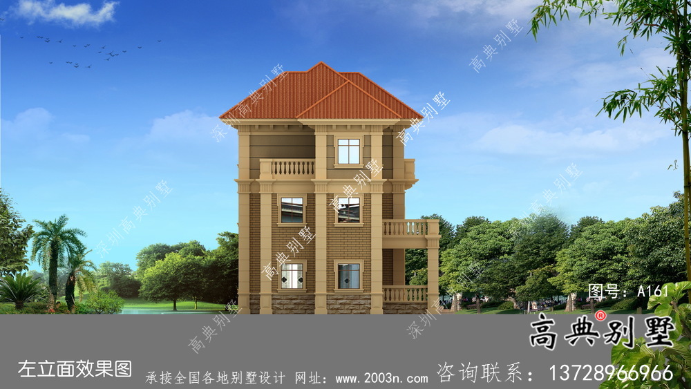 歐式鄉(xiāng)村三層復式別墅設計效果圖及平面設計圖