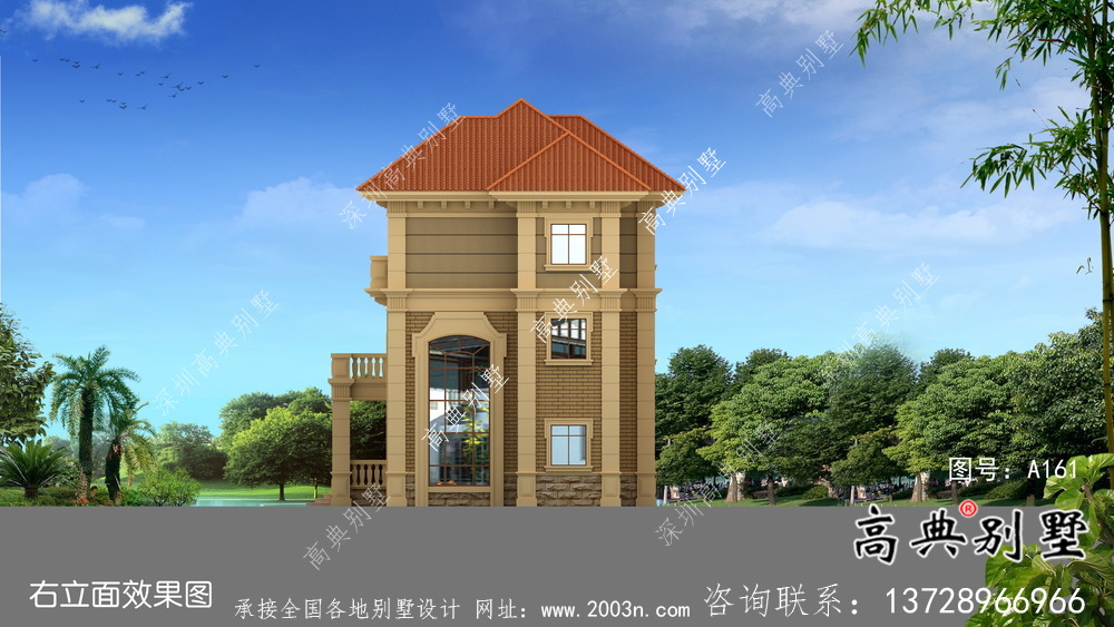 歐式鄉(xiāng)村三層復式別墅設計效果圖及平面設計圖