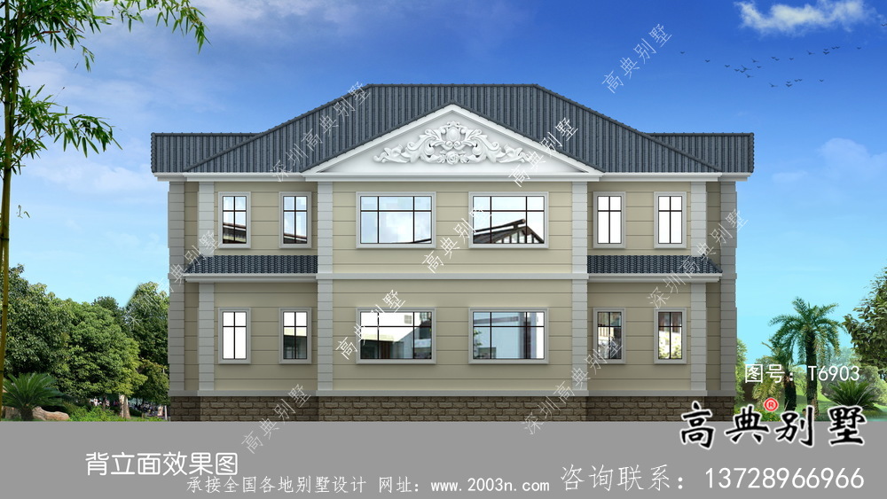 歐式風格豪華大氣法式雙拼別墅效果圖