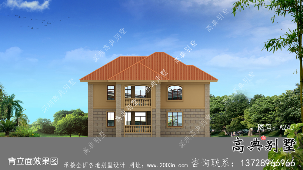 二層歐式鄉村自建別墅設計圖紙