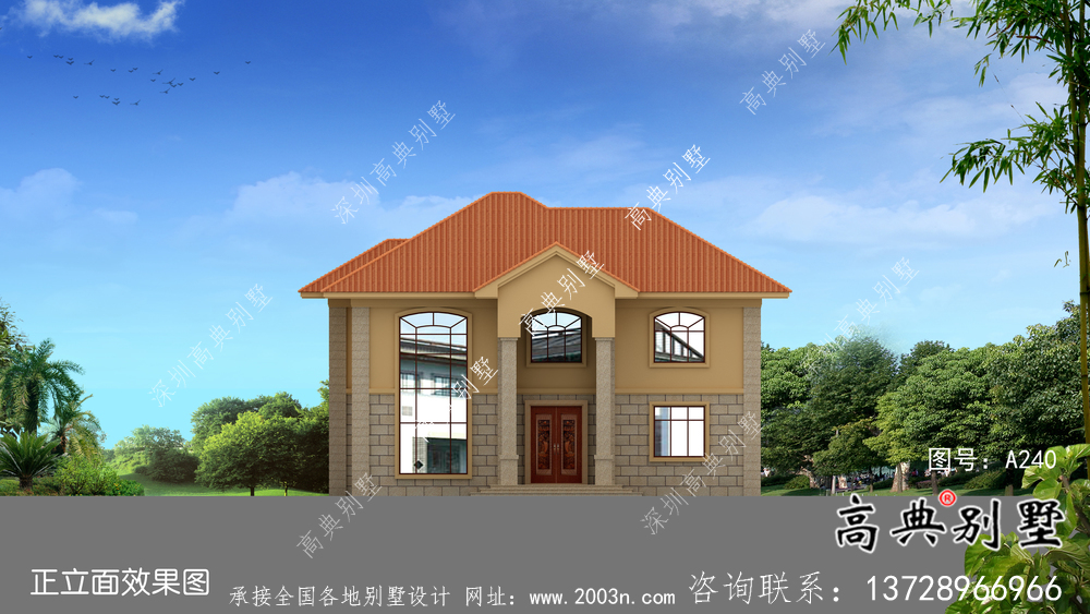 二層歐式鄉村自建別墅設計圖紙