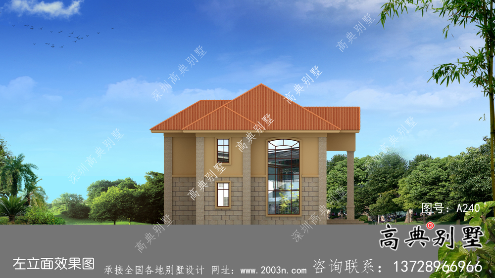 二層歐式鄉村自建別墅設計圖紙