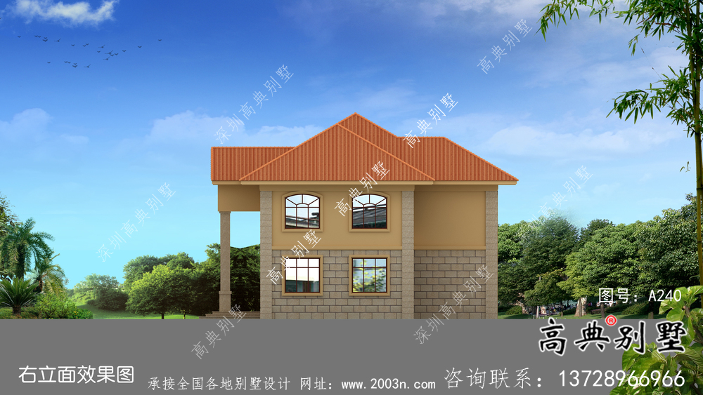 二層歐式鄉村自建別墅設計圖紙