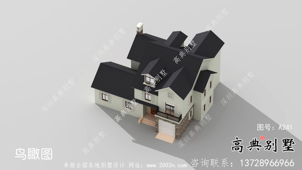 歐式二層簡約帶車庫別墅設計圖紙
