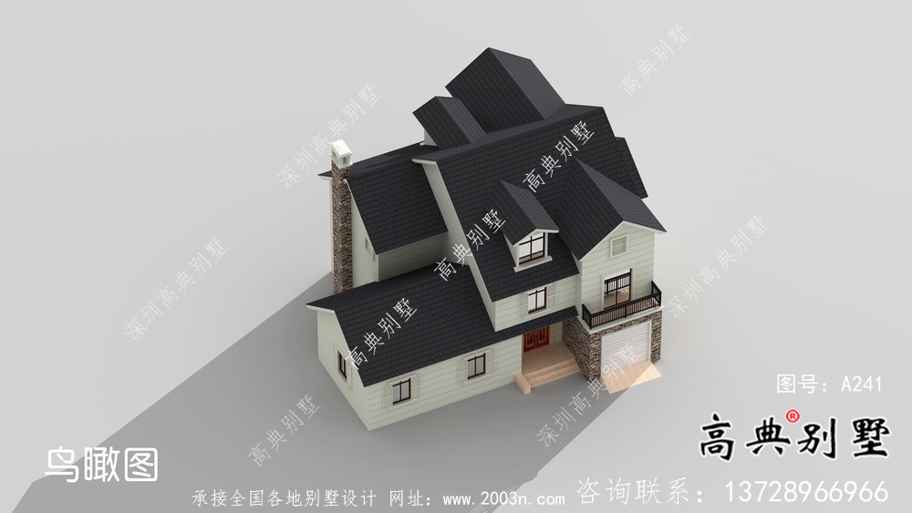 歐式二層簡約帶車庫別墅設計圖紙