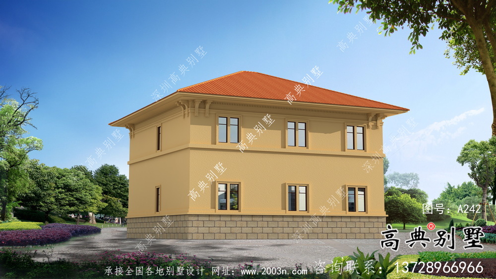 歐式風(fēng)格二層自建別墅設(shè)計效果整套工程圖紙