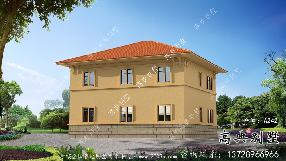 歐式風(fēng)格二層自建別墅設(shè)計效果整套工程圖紙