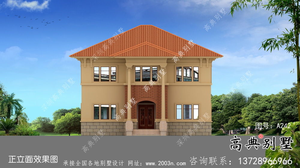 歐式風(fēng)格二層自建別墅設(shè)計效果整套工程圖紙