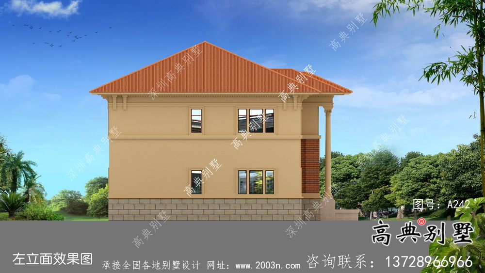 歐式風(fēng)格二層自建別墅設(shè)計效果整套工程圖紙