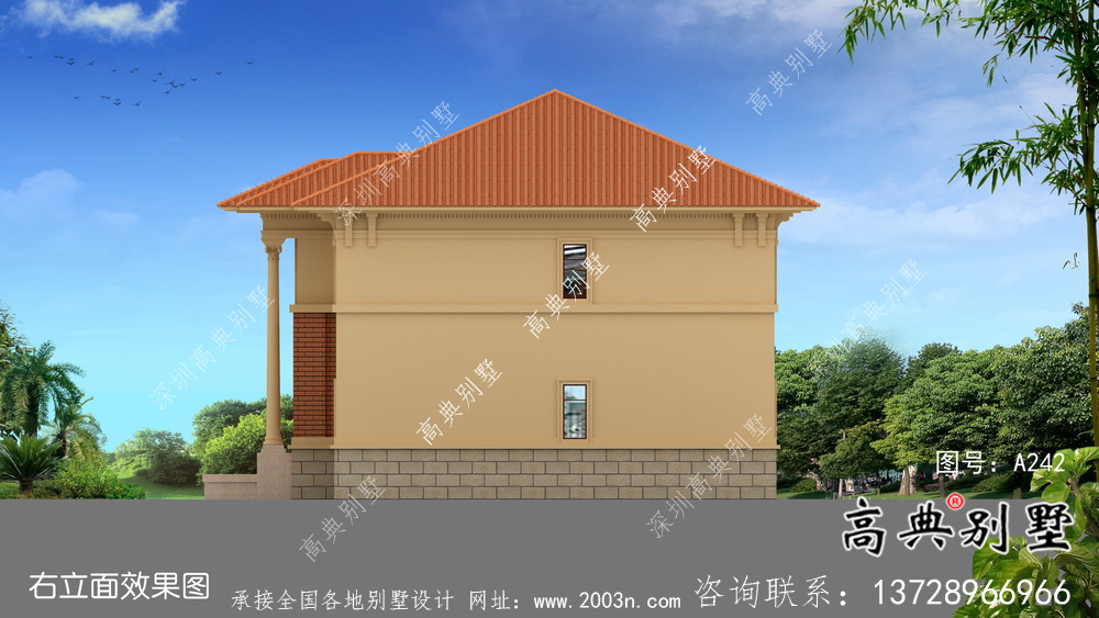 歐式風(fēng)格二層自建別墅設(shè)計效果整套工程圖紙
