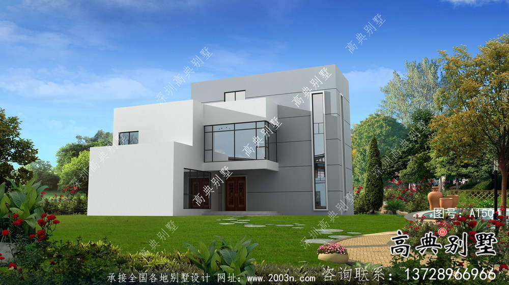 緊湊型現代風格新農村住宅建筑設計圖紙