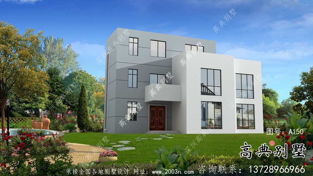 緊湊型現代風格新農村住宅建筑設計圖紙