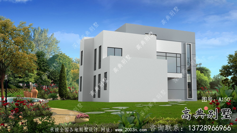 緊湊型現代風格新農村住宅建筑設計圖紙