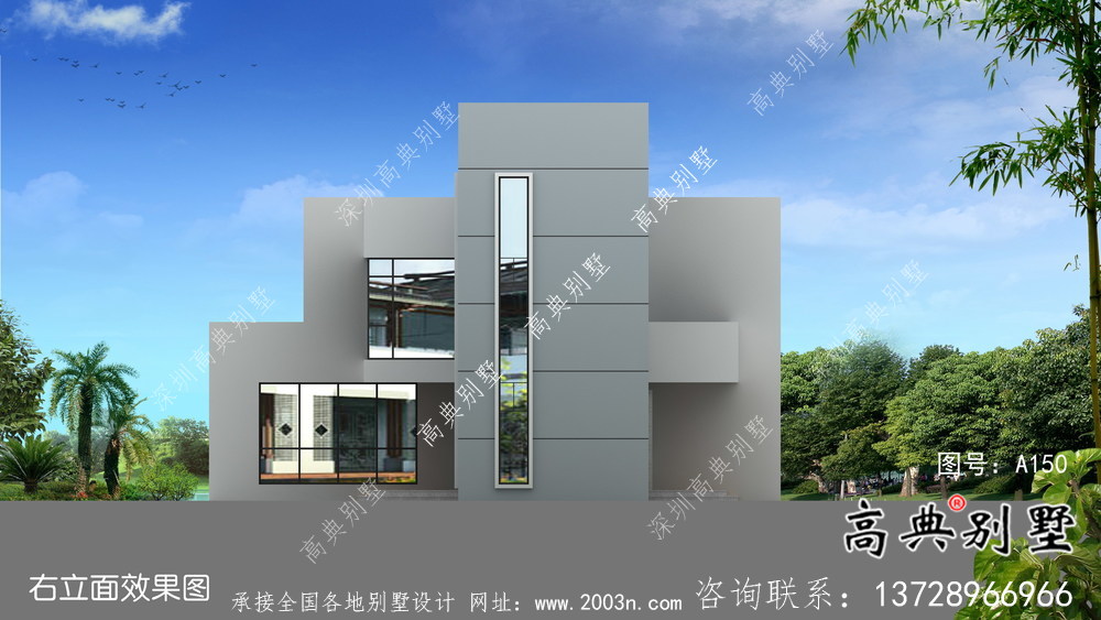 緊湊型現代風格新農村住宅建筑設計圖紙