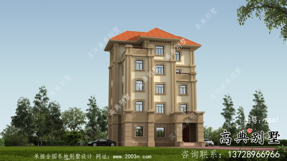 全套五層歐式豪華大型別墅自建效果工程圖紙