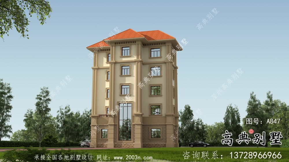 全套五層歐式豪華大型別墅自建效果工程圖紙