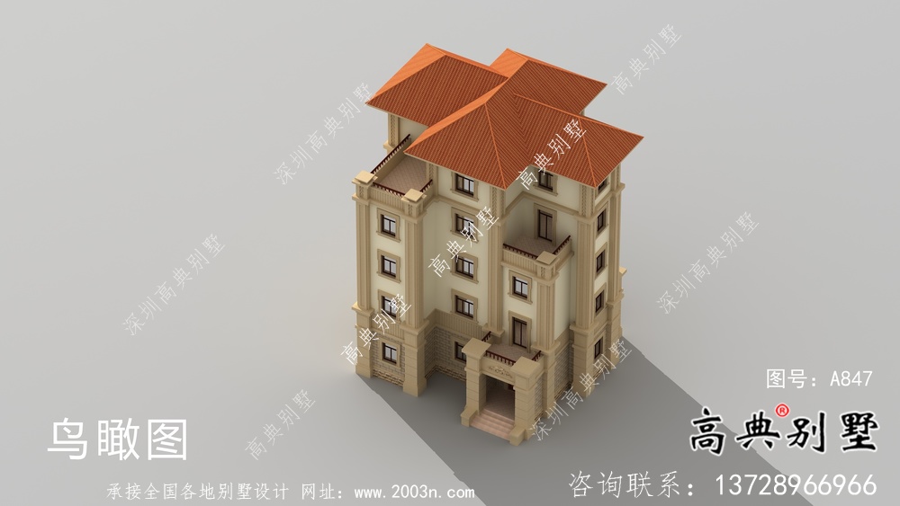 全套五層歐式豪華大型別墅自建效果工程圖紙