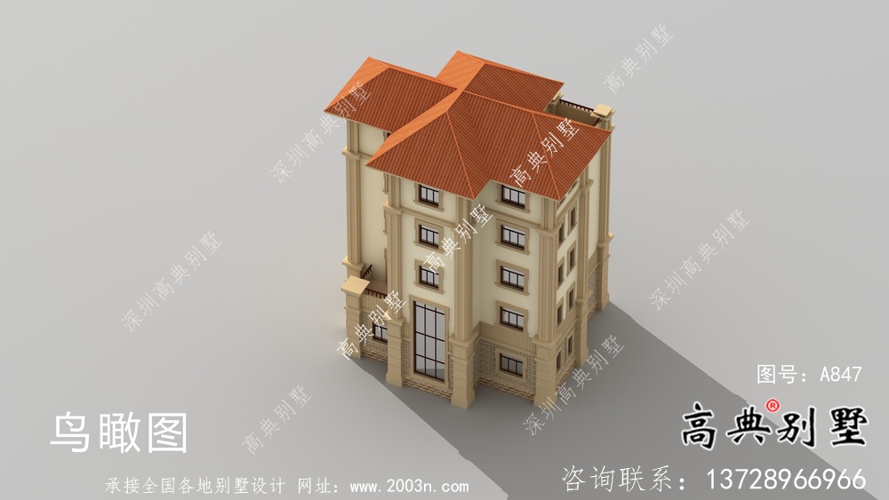 全套五層歐式豪華大型別墅自建效果工程圖紙