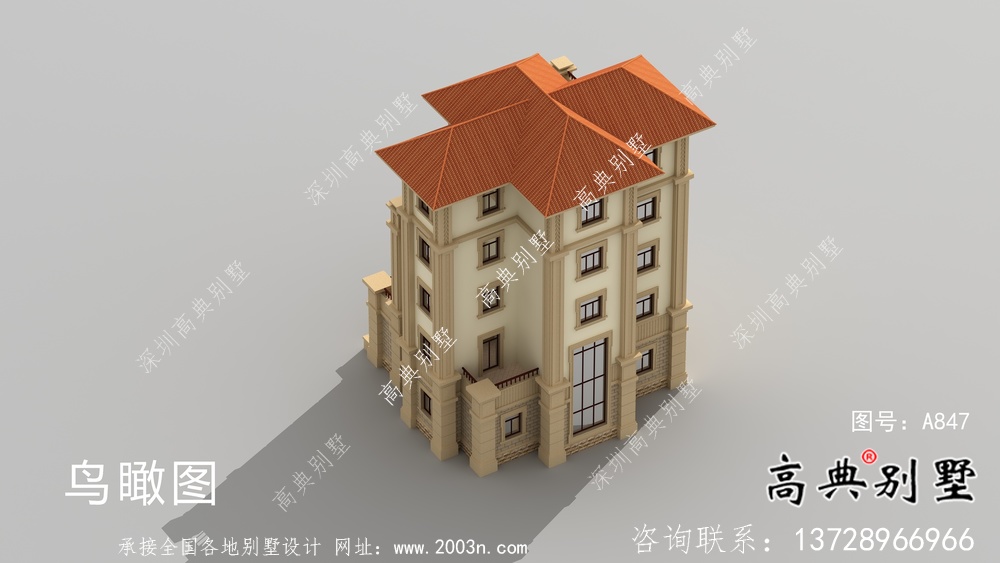 全套五層歐式豪華大型別墅自建效果工程圖紙