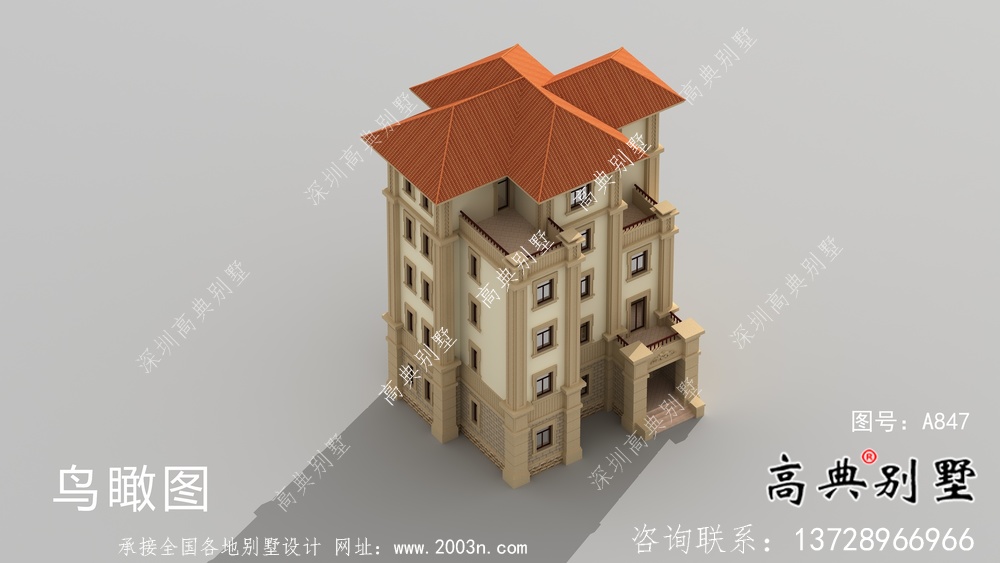 全套五層歐式豪華大型別墅自建效果工程圖紙