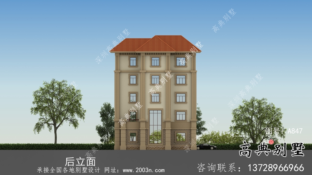全套五層歐式豪華大型別墅自建效果工程圖紙