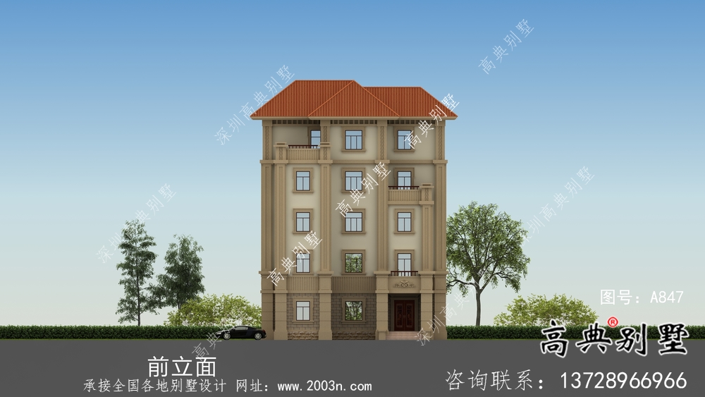 全套五層歐式豪華大型別墅自建效果工程圖紙