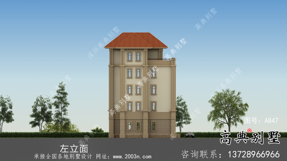 全套五層歐式豪華大型別墅自建效果工程圖紙