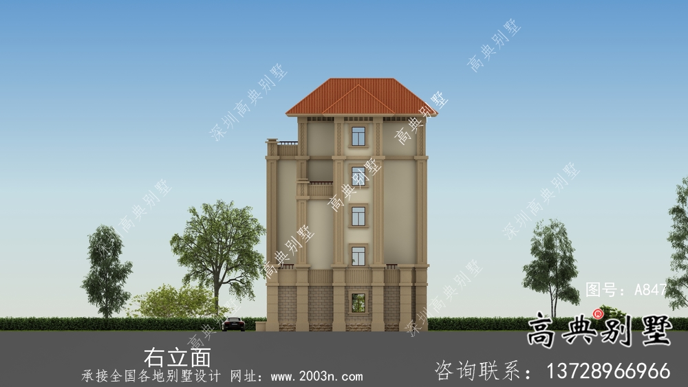 全套五層歐式豪華大型別墅自建效果工程圖紙