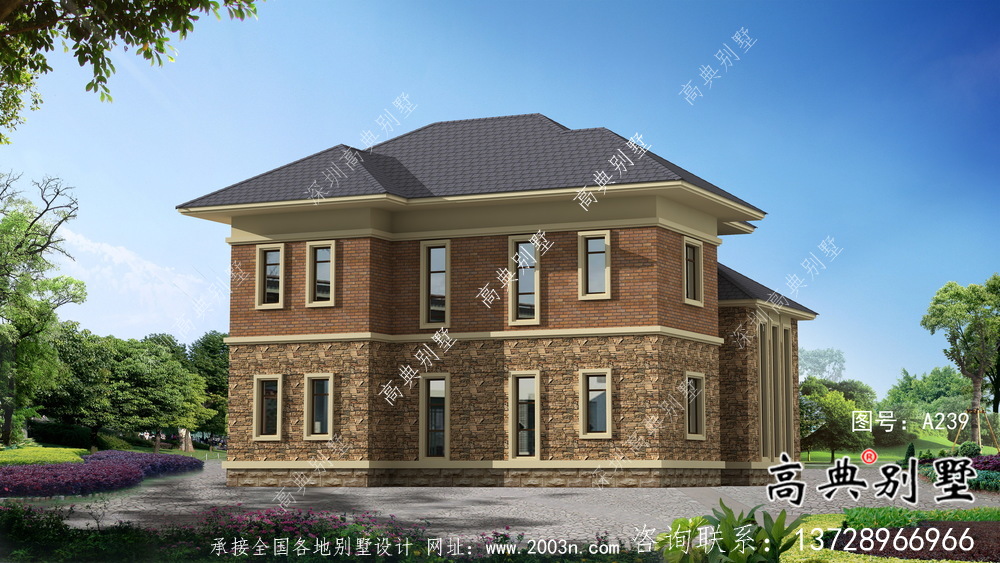 二層樸素歐式風(fēng)格新農(nóng)村房屋設(shè)計(jì)圖