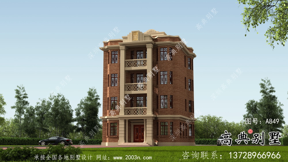 農村五層歐式別墅自建全套施工效果圖