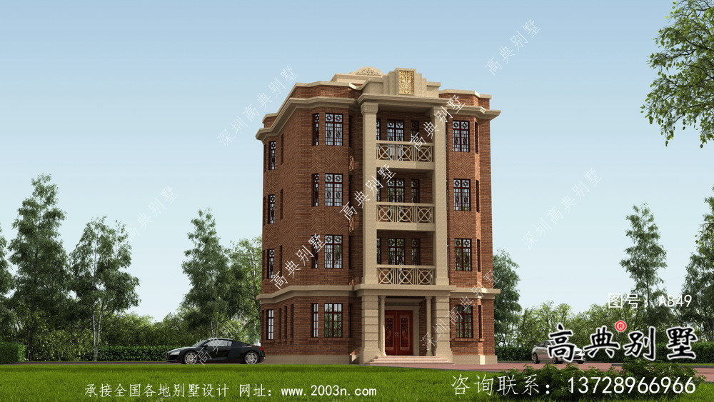 農村五層歐式別墅自建全套施工效果圖