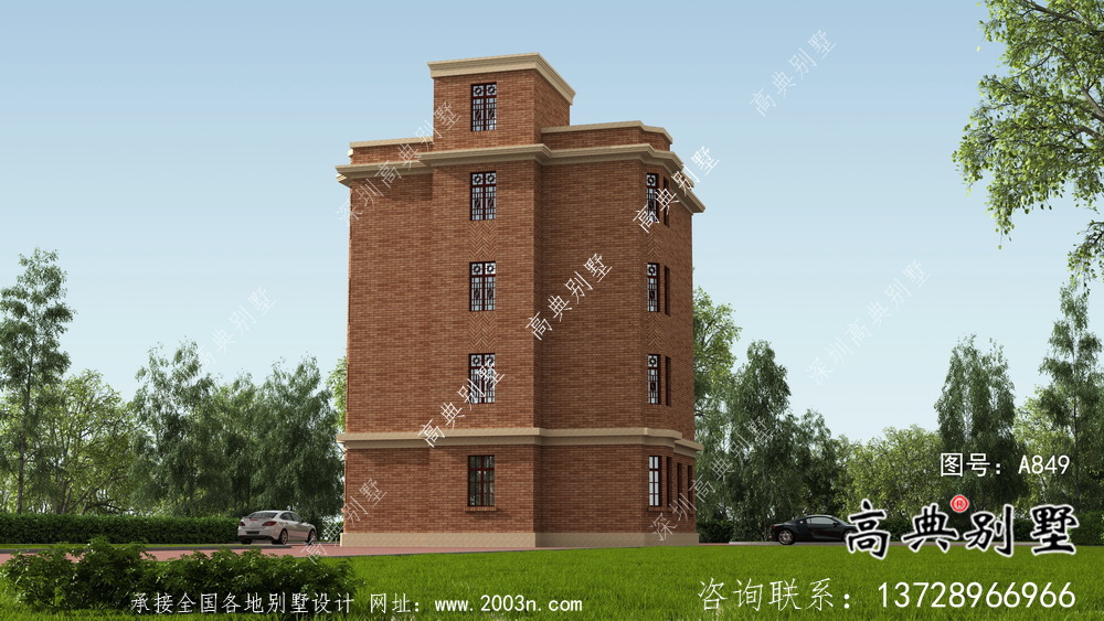農村五層歐式別墅自建全套施工效果圖