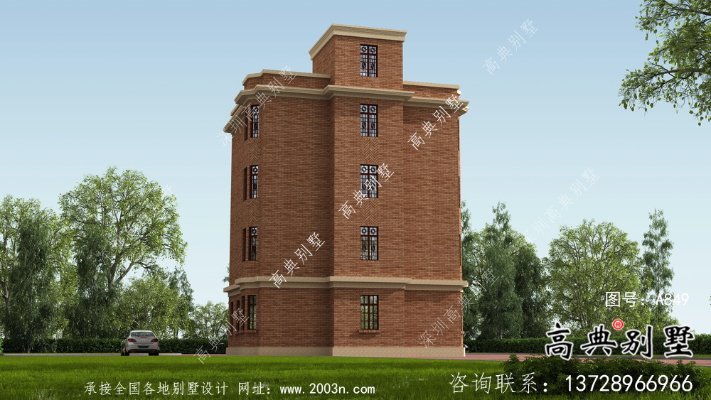 農村五層歐式別墅自建全套施工效果圖