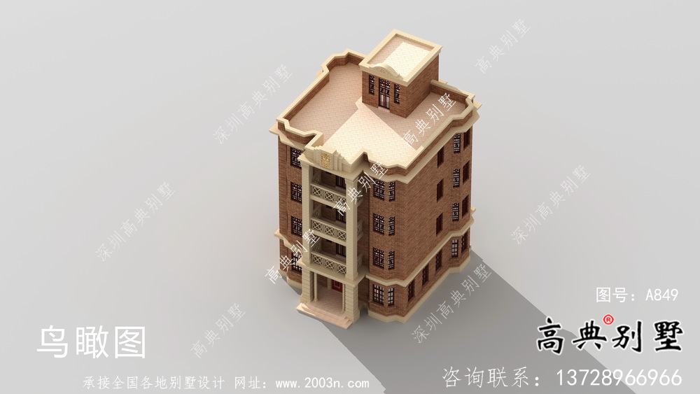 農村五層歐式別墅自建全套施工效果圖