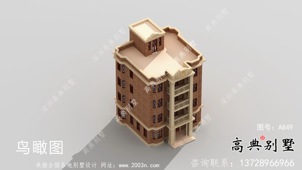 農村五層歐式別墅自建全套施工效果圖