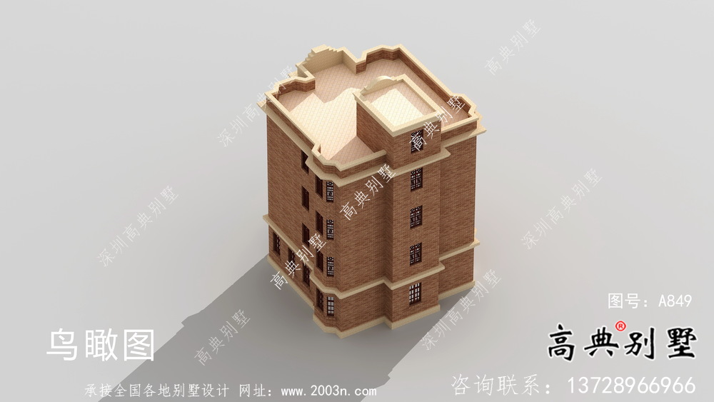農村五層歐式別墅自建全套施工效果圖