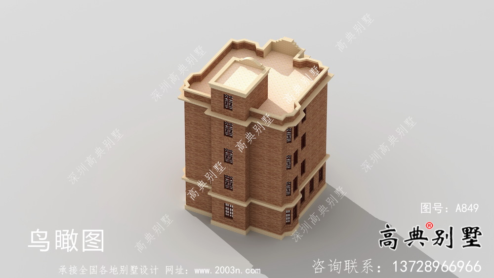農村五層歐式別墅自建全套施工效果圖
